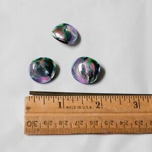 New - 3 Dichroic glass buttons by Nancy Geddes